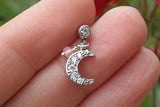 Dangling Crescent Moon Silver Helix Cartilage Tragus Earring Piercing 16g