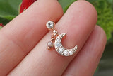 Dangling Crescent Moon Rose Gold Helix Cartilage Tragus Earring Piercing 16g