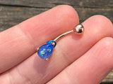 Rose Gold Opal Belly Ring Blue Opal