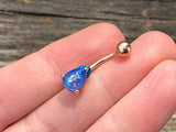 Rose Gold Opal Belly Ring Blue Opal