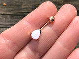 White Opal Belly Ring Rose Gold