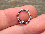 16 Gauge Silver Heart Hexagon Daith Rook Hoop Ring Daith