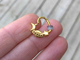 Star Moon Spaceship Gold Daith Earring Rook Piercing Hoop