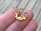 Star Moon Spaceship Gold Daith Earring Rook Piercing Hoop