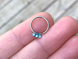 Triple White Opal Daith Earring Rook Piercing Hoop