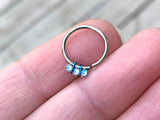 Triple White Opal Daith Earring Rook Piercing Hoop