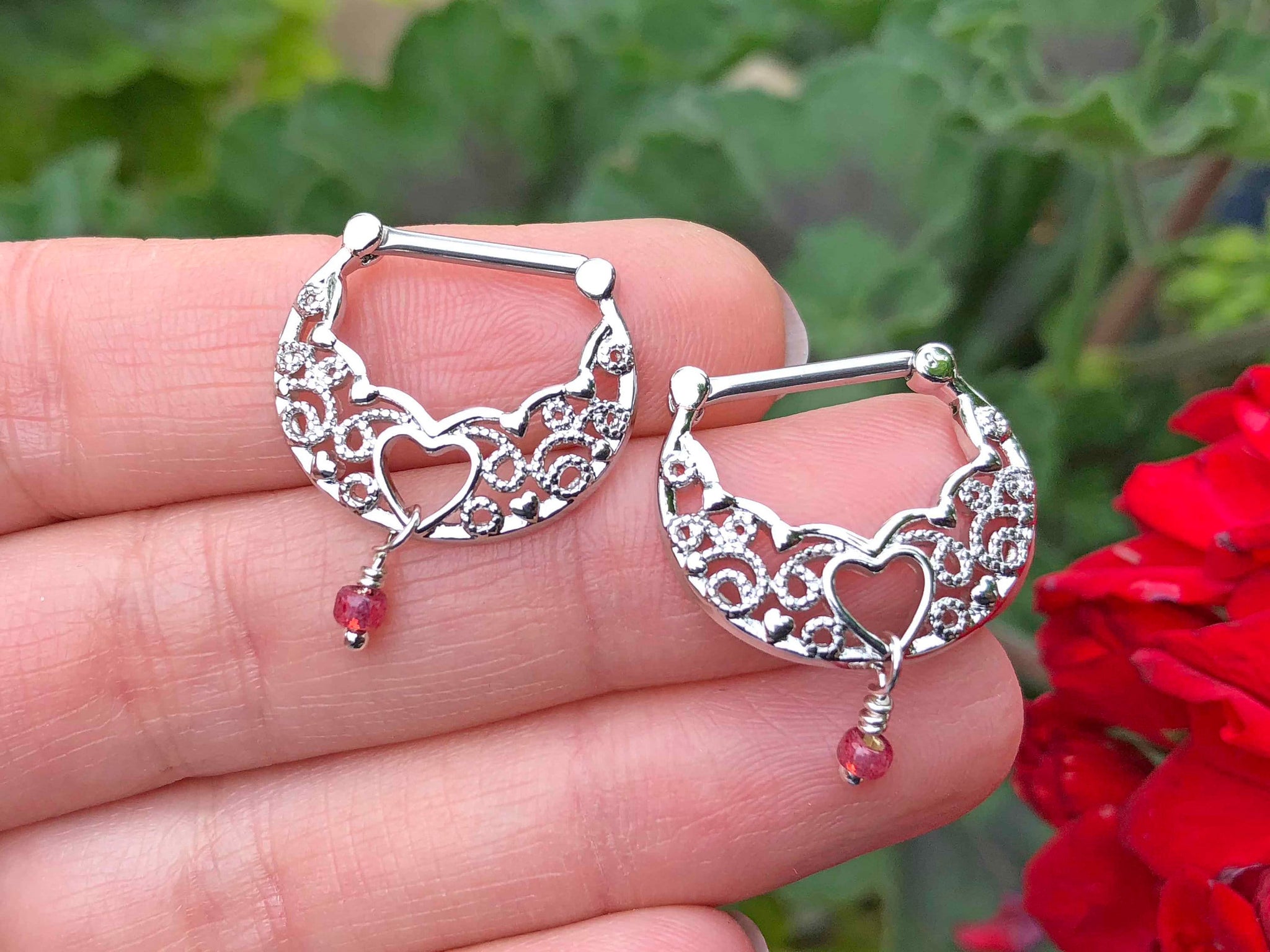 thumbnail image 2 of Lobal Domination Linked Chain Nipple Clickers & Shields, Rhodium Plated Brass, 12mm 2 of 6