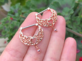 Filigree Heart Rose Gold Nipple Clicker Nipple Ring Nipple Piercing