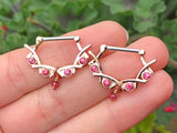 4 Pink Crystal Rose Gold Nipple Clicker Nipple Ring Nipple Piercing