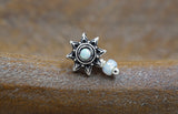 White Opal Sun Silver Cartilage Helix Earring Tragus