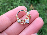 Lace Swirl Square CZ Gold Daith Piercing Rook Earring Hoop Silver Clicker