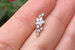 Sparkly Clear Crystal Stars Stud Ear Climber Cartilage Earring Piercing 16g