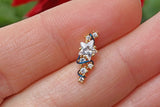 Sparkly Clear Crystal Stars Gold Ear Climber Cartilage Earring Piercing 16g