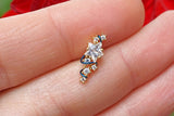 Sparkly Clear Crystal Stars Gold Ear Climber Cartilage Earring Piercing 16g