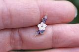 Mother of Pearl Flower CZ Rose Gold Cartilage Earring Piercing 16g