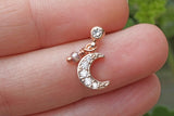 Dangling Crescent Moon Rose Gold Helix Cartilage Tragus Earring Piercing 16g