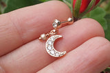 Dangling Crescent Moon Rose Gold Helix Cartilage Tragus Earring Piercing 16g