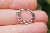 16 Gauge Chain Silver Daith Piercing Hoop Ring Daith Clicker Septum Hoop Clicker