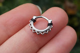 16g Silver Lotus Mandala Daith Earring Clicker Rook Earring Tragus Hoop