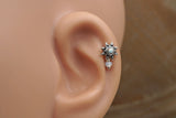 White Opal Sun Silver Cartilage Helix Earring Tragus