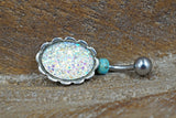 White Druzy Belly Button Ring - Gift For Teens - Gift under 15