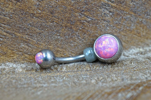 Simple Pink Opal Belly Button Ring