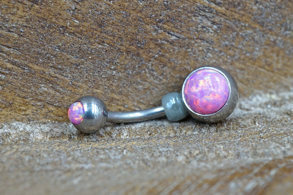 Simple Pink Opal Belly Button Ring