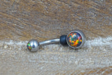 Simple Multi Color Opal Belly Button Ring