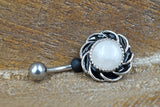 Short Belly Ring - Quartz Belly Button Ring - Gift For Teens - Gift under 15