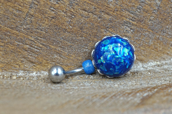 Short Belly Ring - Sparkly Blue Belly Button Ring - Gift For Teens - Gift under 15