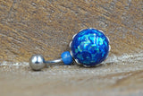 Short Belly Ring - Sparkly Blue Belly Button Ring - Gift For Teens - Gift under 15