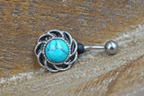 Short Belly Ring - Turquoise Belly Button Ring - Gift For Teens - Gift under 15