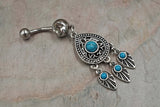 Turquoise Dream Catcher Belly Button Ring - Gift For Teens - Gift under 15