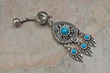 Turquoise Dream Catcher Belly Button Ring - Gift For Teens - Gift under 15