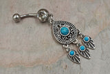 Turquoise Dream Catcher Belly Button Ring - Gift For Teens - Gift under 15