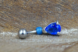 Elegant Sapphire Blue Teardrop CZ Belly Button Ring Jewelry