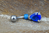 Elegant Sapphire Blue Teardrop CZ Belly Button Ring Jewelry