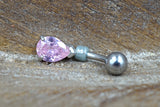 Elegant Pale Pink Teardrop CZ Belly Button Ring Jewelry