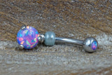 Simple Purple Opal Belly Button Ring - Gift Under 20 - Gift for Women Teens