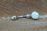 Simple White Opal Belly Button Ring - Gift Under 20 - Gift for Women Teens