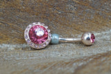 Pink CZ Rose Gold Belly Button Ring Jewelry