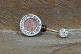 Rose Gold Druzy Belly Button Ring - Rose Gold Navel Ring