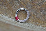 Half Circle Light Pink CZ Lined Tiny Hoop Septum Ring - Daith Piercing - Simple Rook Earring Hoop