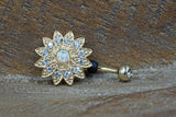 Gold Belly Rings - Opal Belly Button Rings - White Opal Flower Belly Button Jewellery