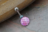 Pink Mermaid Belly Button Ring, Belly Button Jewelry, Short Belly Ring