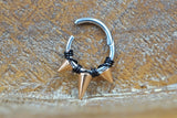 16g Hinged Segment Ring with Rose Gold Spikes - Daith Earring Clicker - Rook Earring - Tragus Hoop