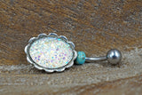 White Druzy Belly Button Ring - Gift For Teens - Gift under 15