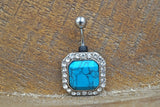 Crystal and Turquoise Gem Belly Button Ring - Gift For Teens - Gift under 15