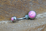 Simple Pink Opal Belly Button Ring