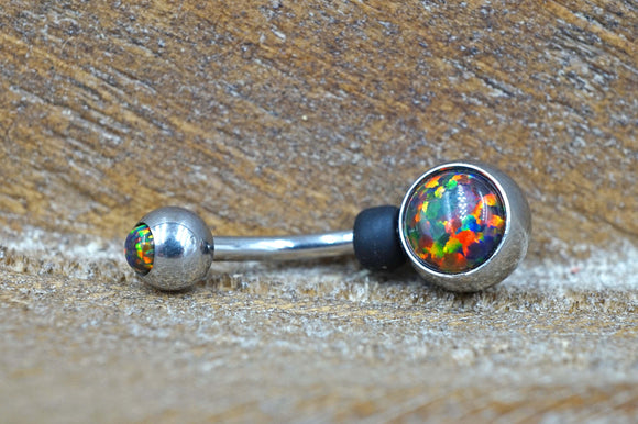 Simple Multi Color Opal Belly Button Ring